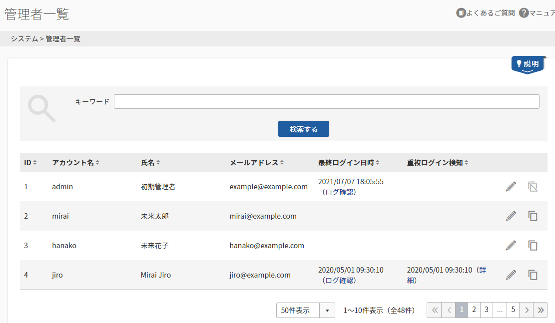 管理者一覧