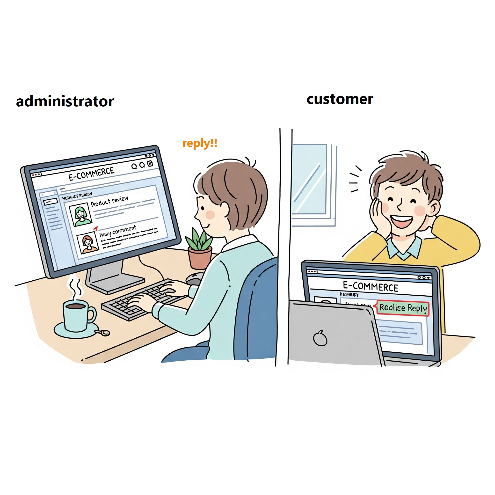 レビューに返信ができる