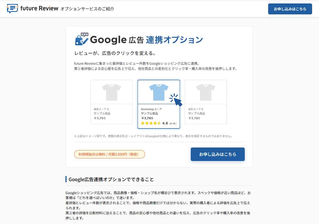 「Google広告連携オプション」のお申し込み