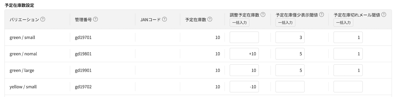 「バリエーション商品」の場合
