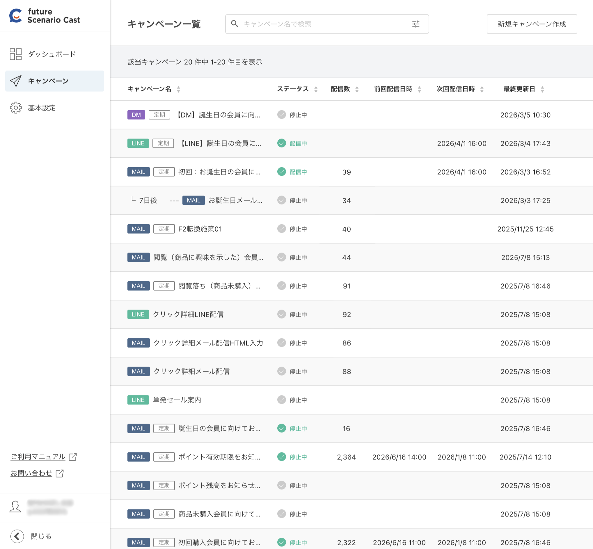 キャンペーン一覧