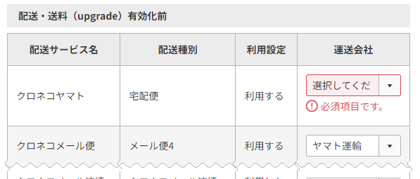 ［A］配送・送料（upgrade）切替え前