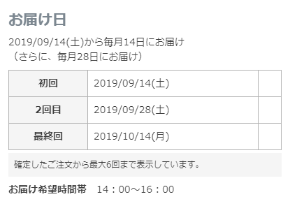 定期販売の場合：次回お届け「初回」